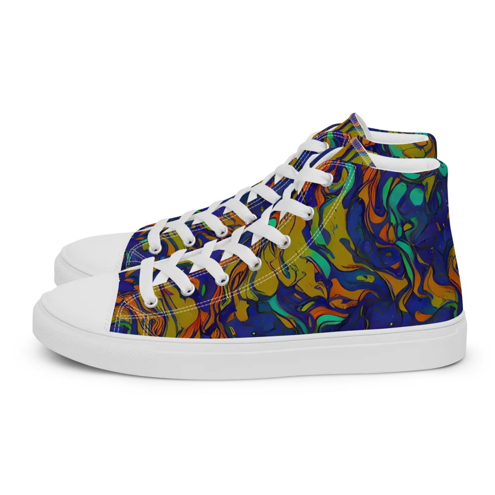 Tangerine Voltage on Men's High Top Canvas Shoes — Left