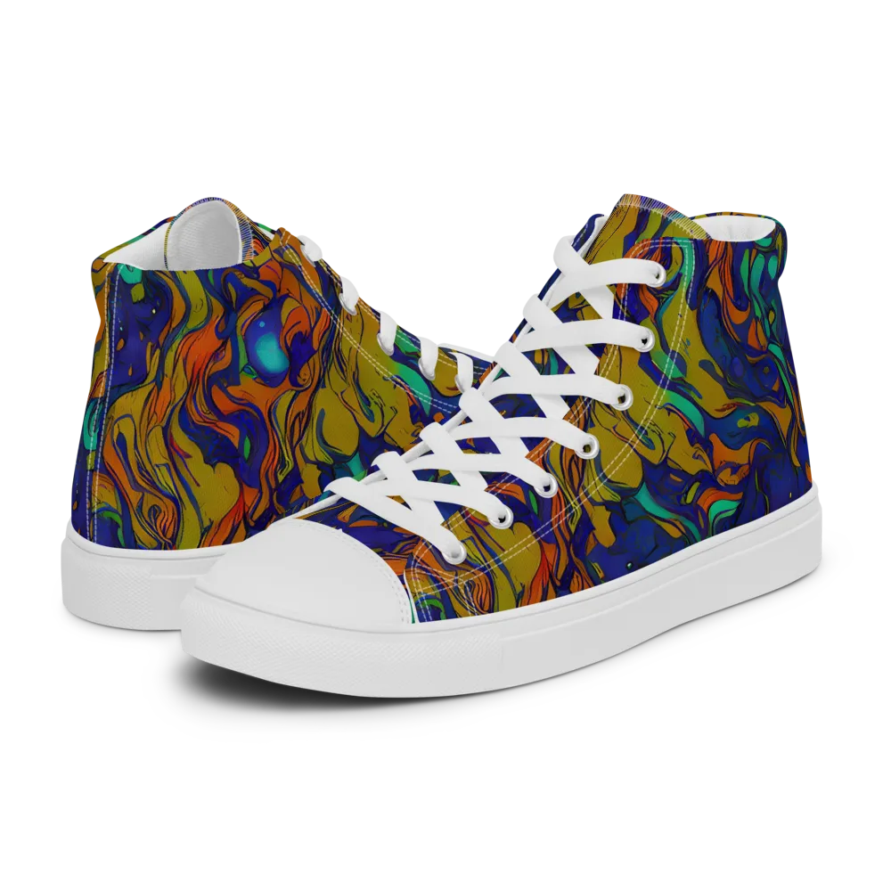 Tangerine Voltage on Men's High Top Canvas Shoes — Left