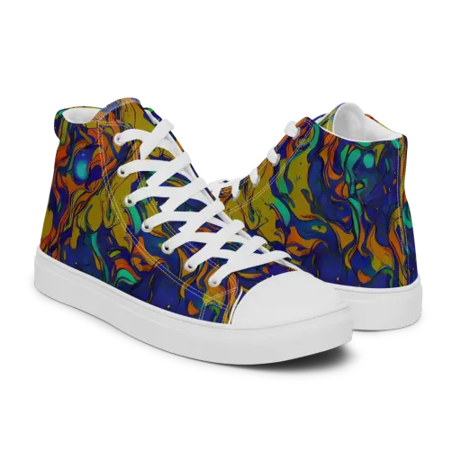 Tangerine Voltage on a Men's High Top Canvas Shoes