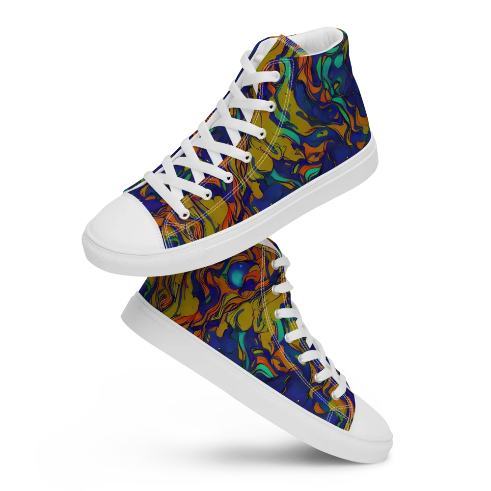 Tangerine Voltage on Men's High Top Canvas Shoes — Front