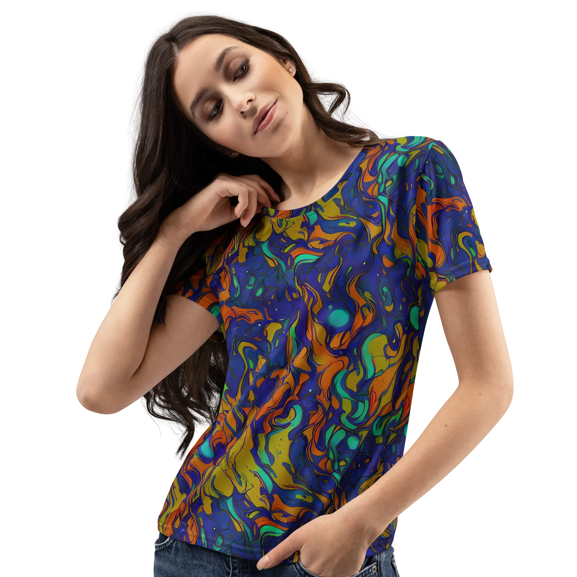 Tangerine Voltage on Women's Crew Neck T-Shirt — Left Front