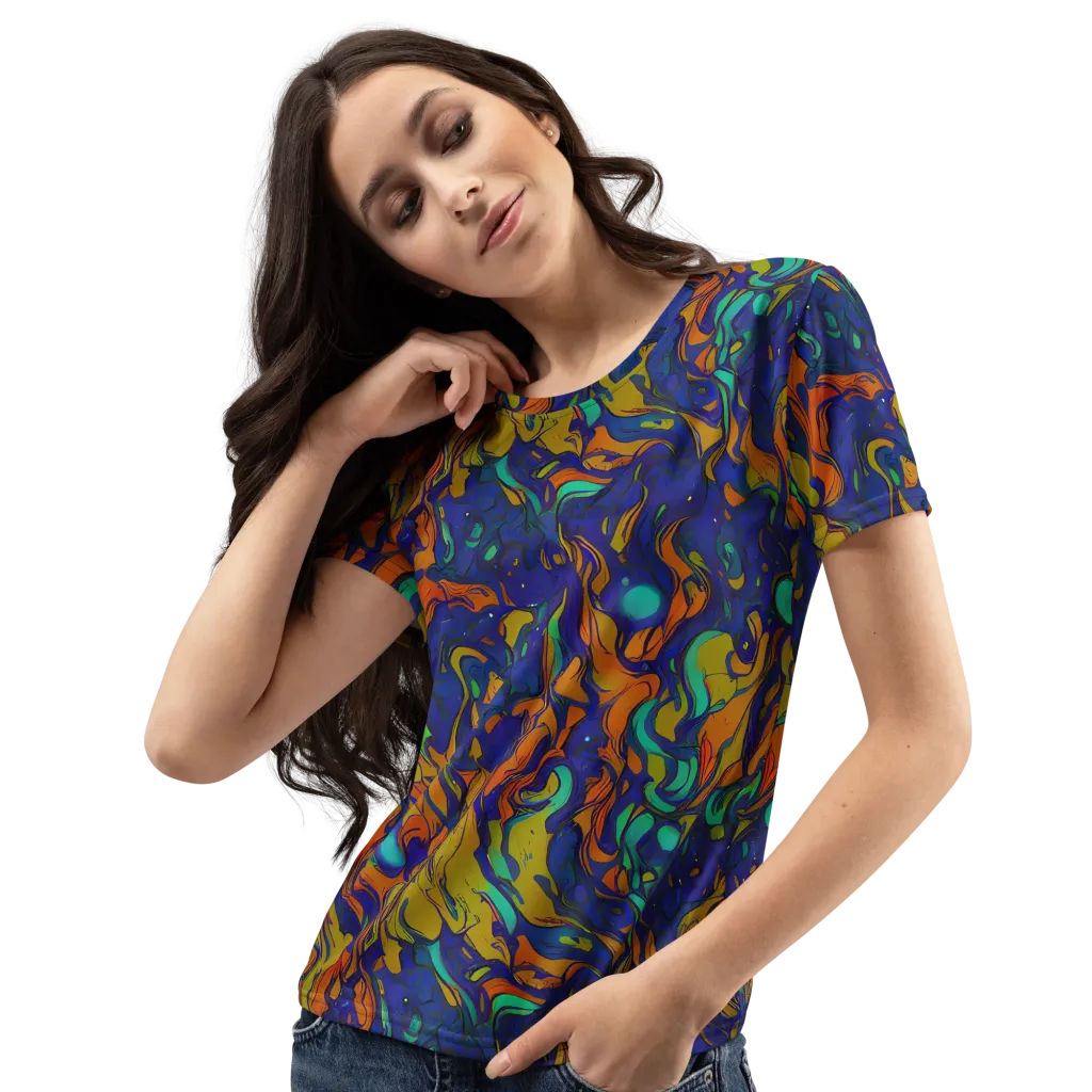 Tangerine Voltage on Women's Crew Neck T-Shirt — Left Front