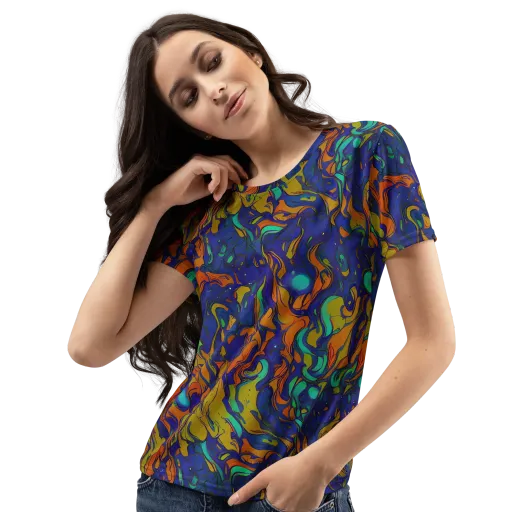 Tangerine Voltage on a Women's Crew Neck T-Shirt