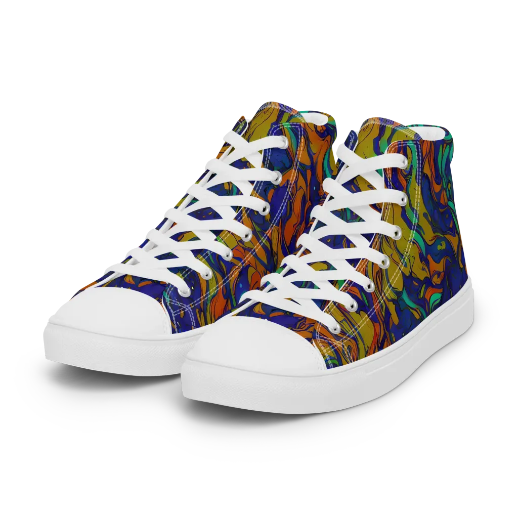 Tangerine Voltage on Women's High Top Canvas Shoes — Left Front