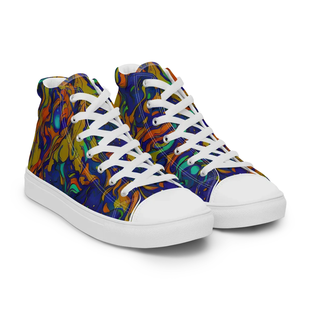 Tangerine Voltage on Women's High Top Canvas Shoes — Right Front