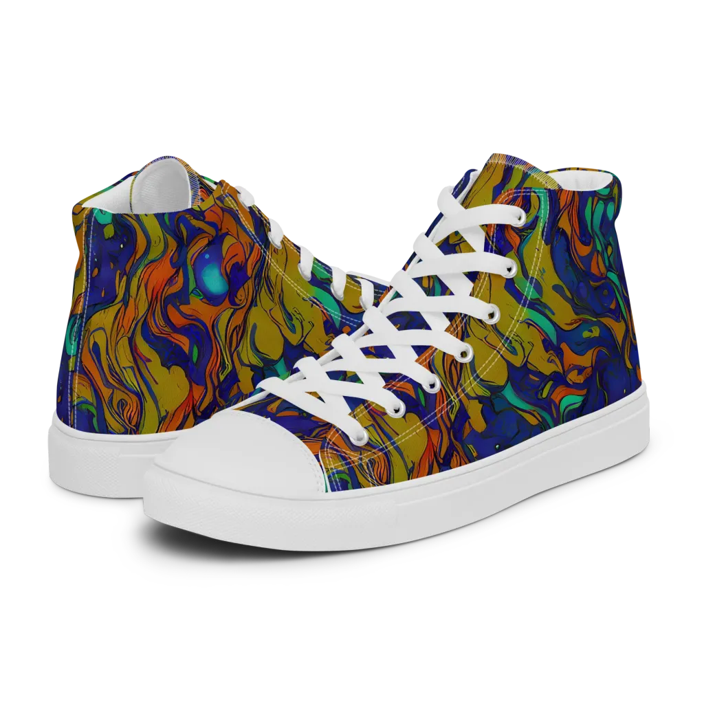 Tangerine Voltage on Women's High Top Canvas Shoes — Left