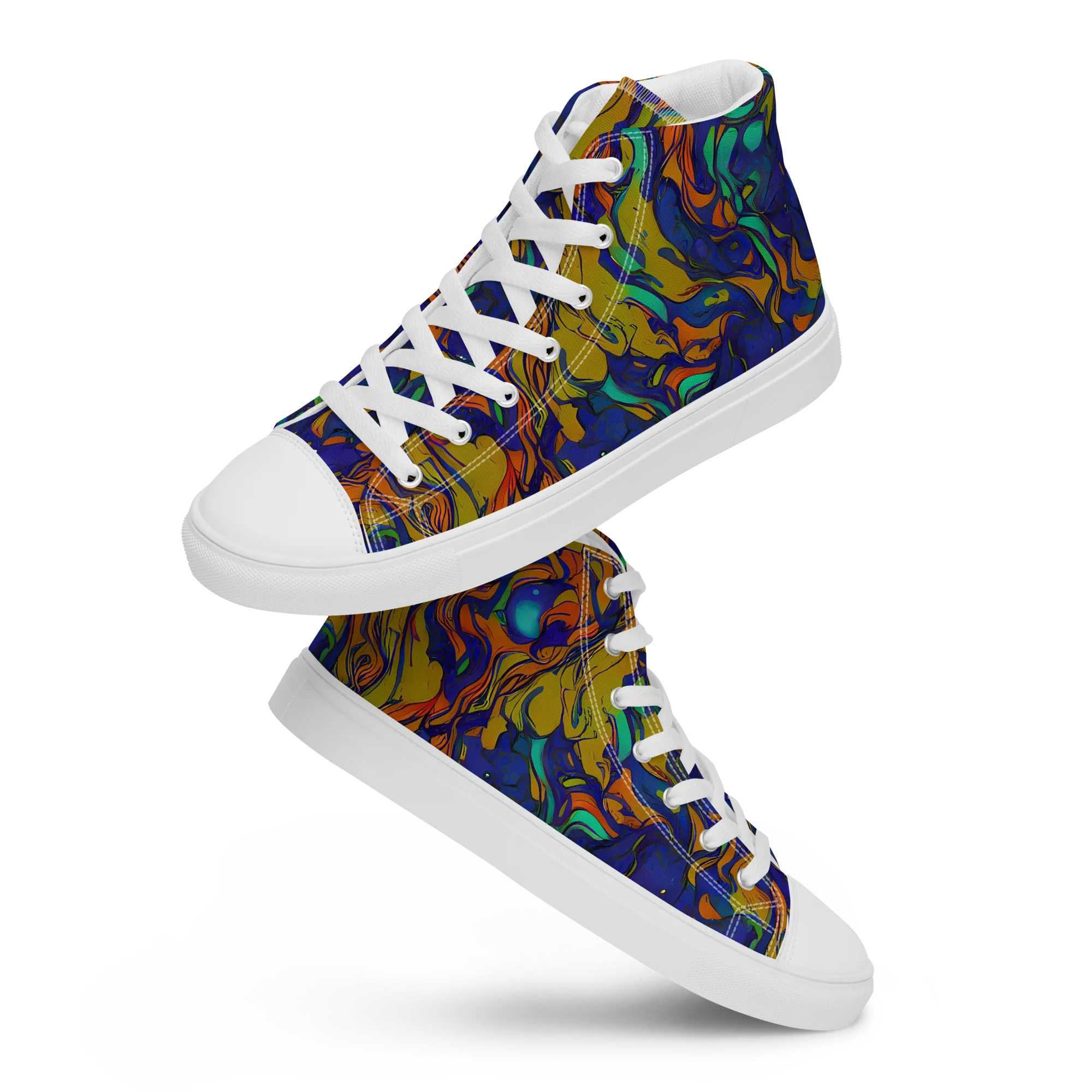 Tangerine Voltage on Women's High Top Canvas Shoes — Front