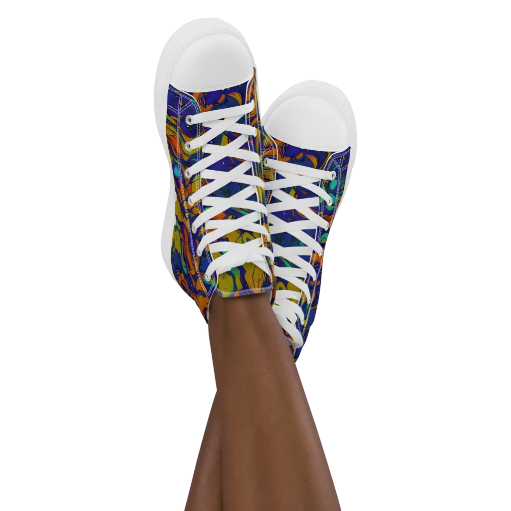Tangerine Voltage on Women's High Top Canvas Shoes — Front