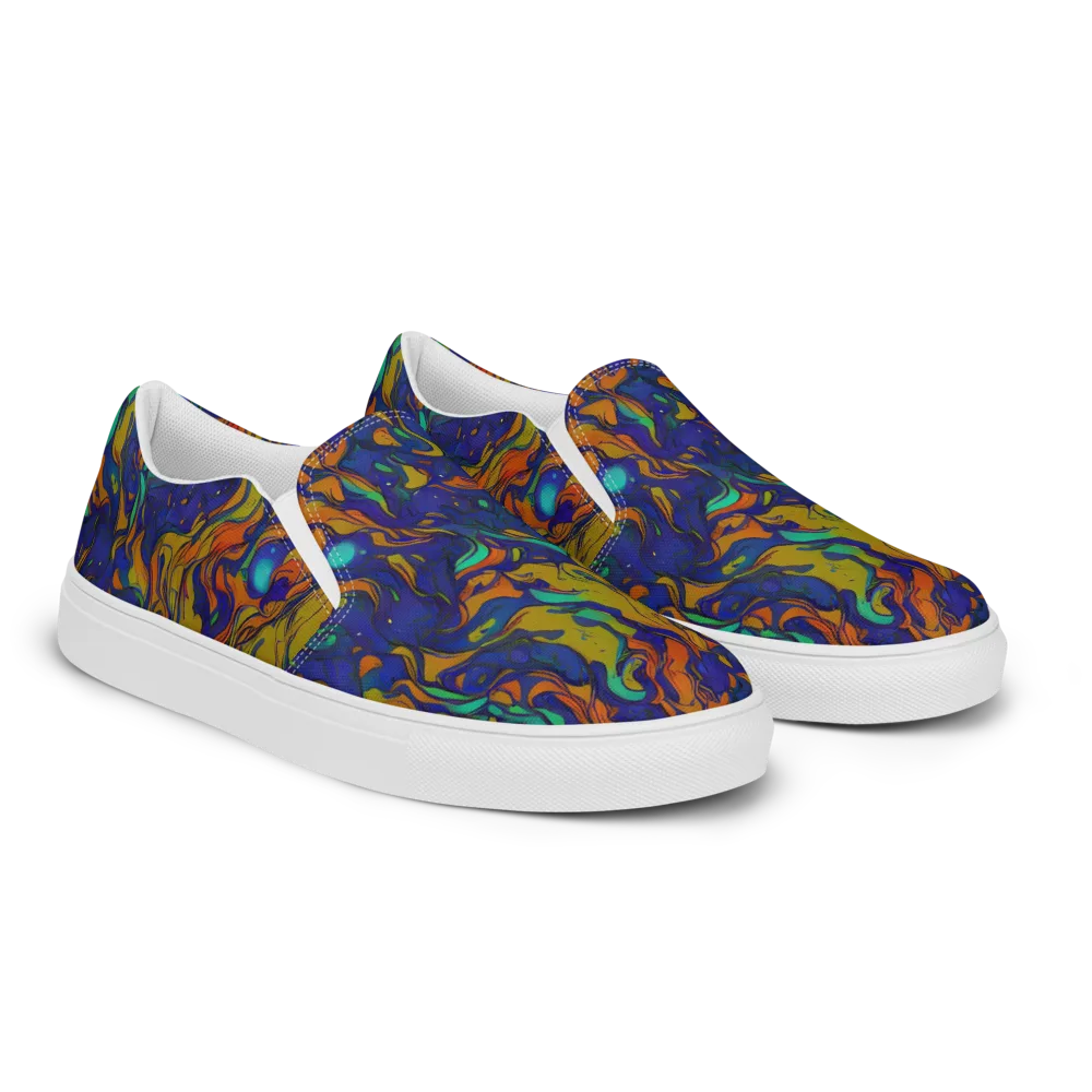 Tangerine Voltage on Men's Slip-On Canvas Shoes — Right Front