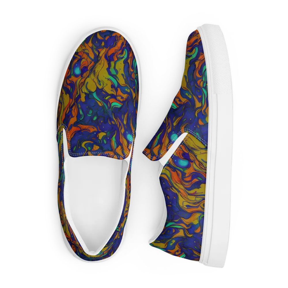 Tangerine Voltage on Men's Slip-On Canvas Shoes — Front