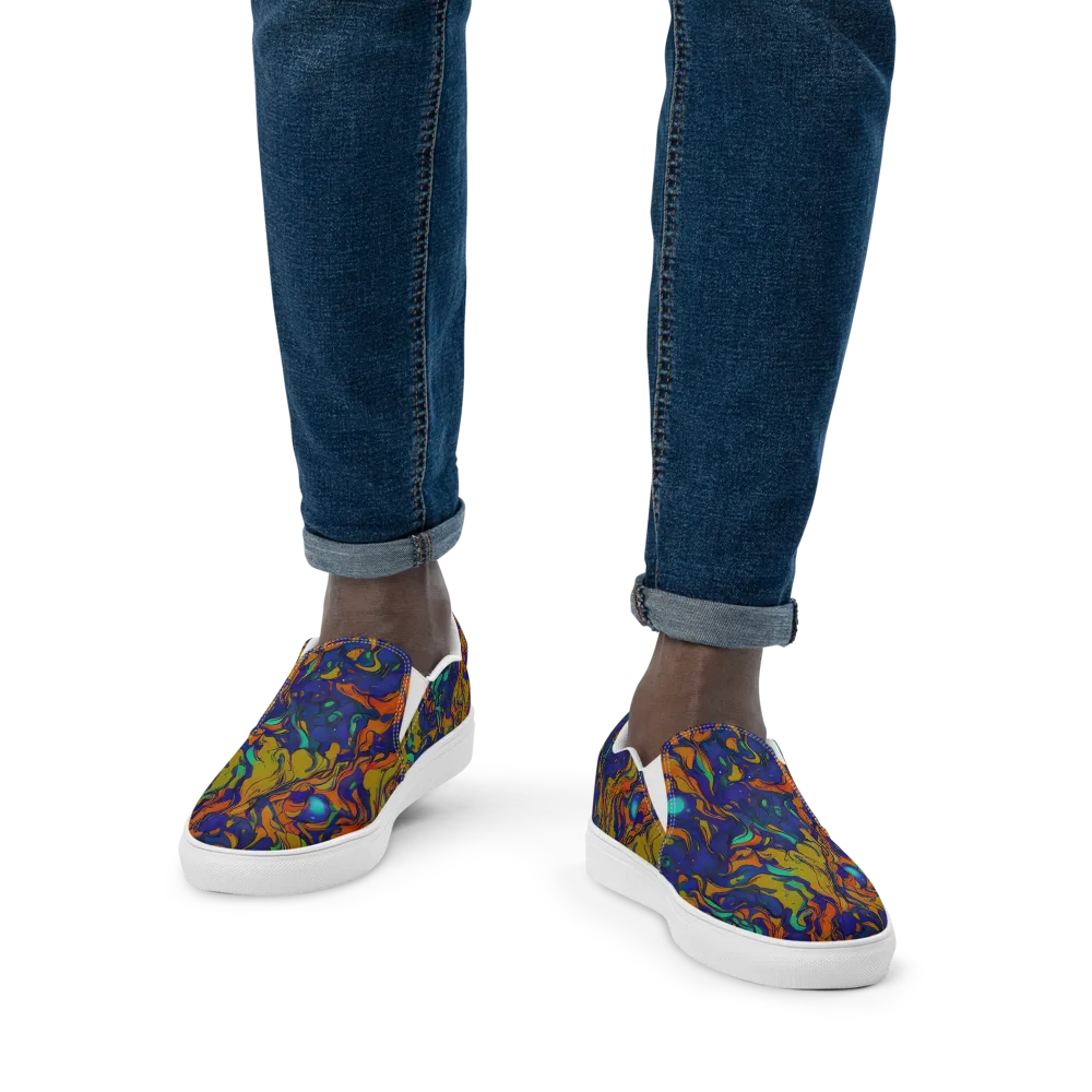 Tangerine Voltage on Men's Slip-On Canvas Shoes — Front