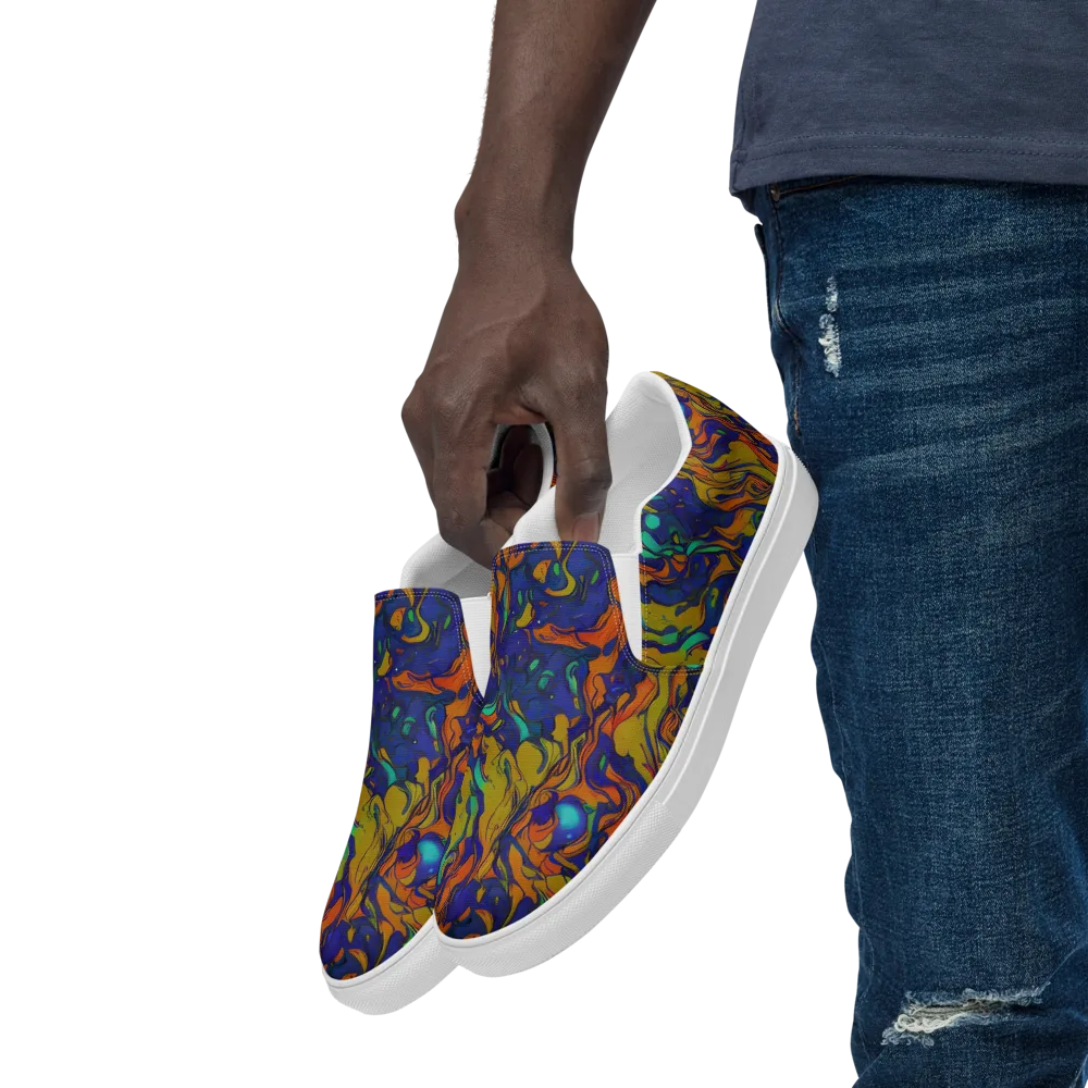 Tangerine Voltage on Men's Slip-On Canvas Shoes — Left Front