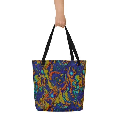 Tangerine Voltage on a Large Tote Bag W/ Pocket