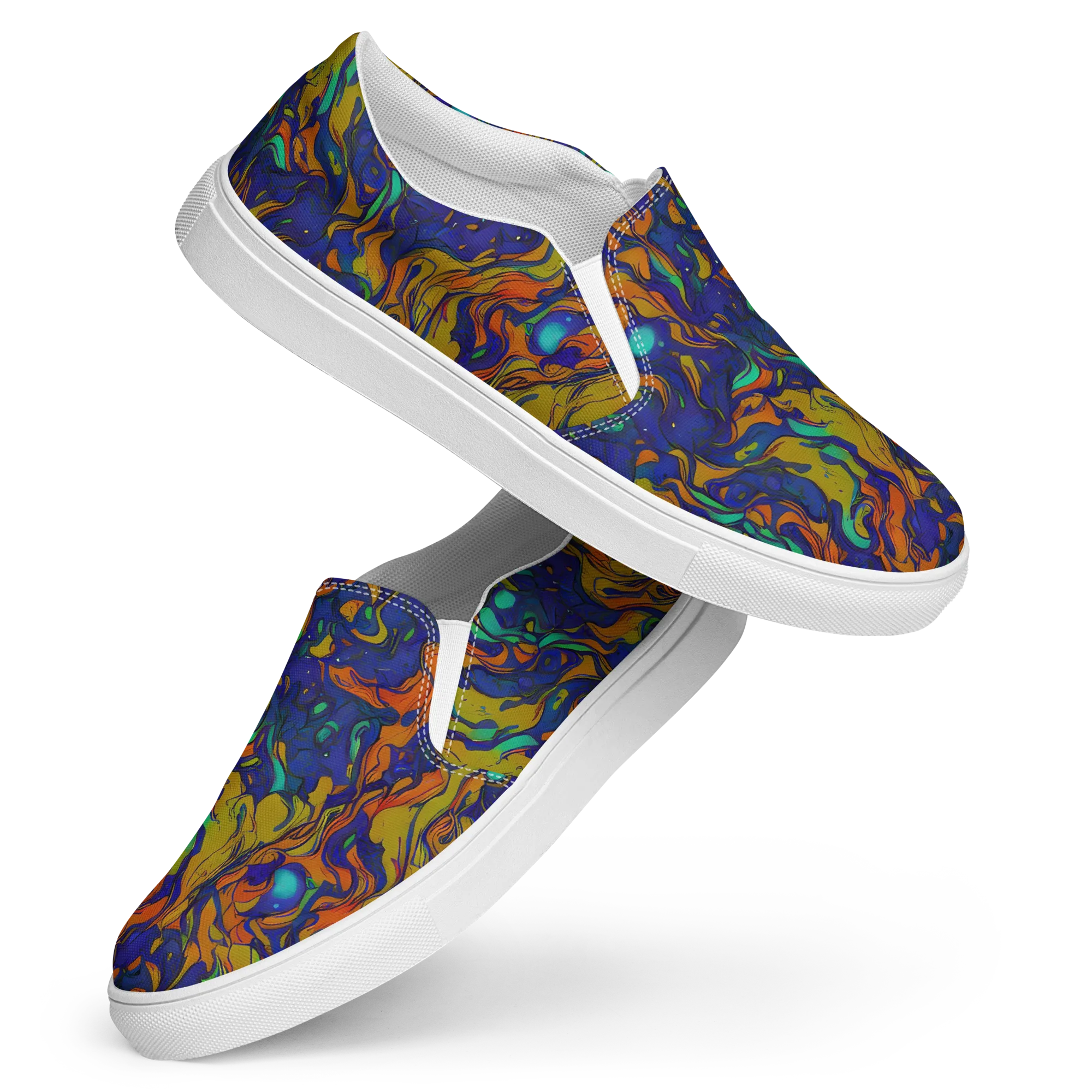 Tangerine Voltage on Women's Slip-On Canvas Shoes — Front