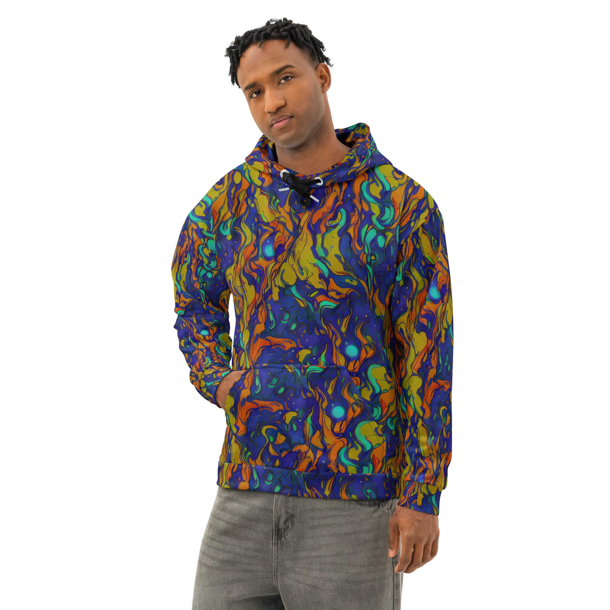 Tangerine Voltage on Cotton Hoodie — Left Front