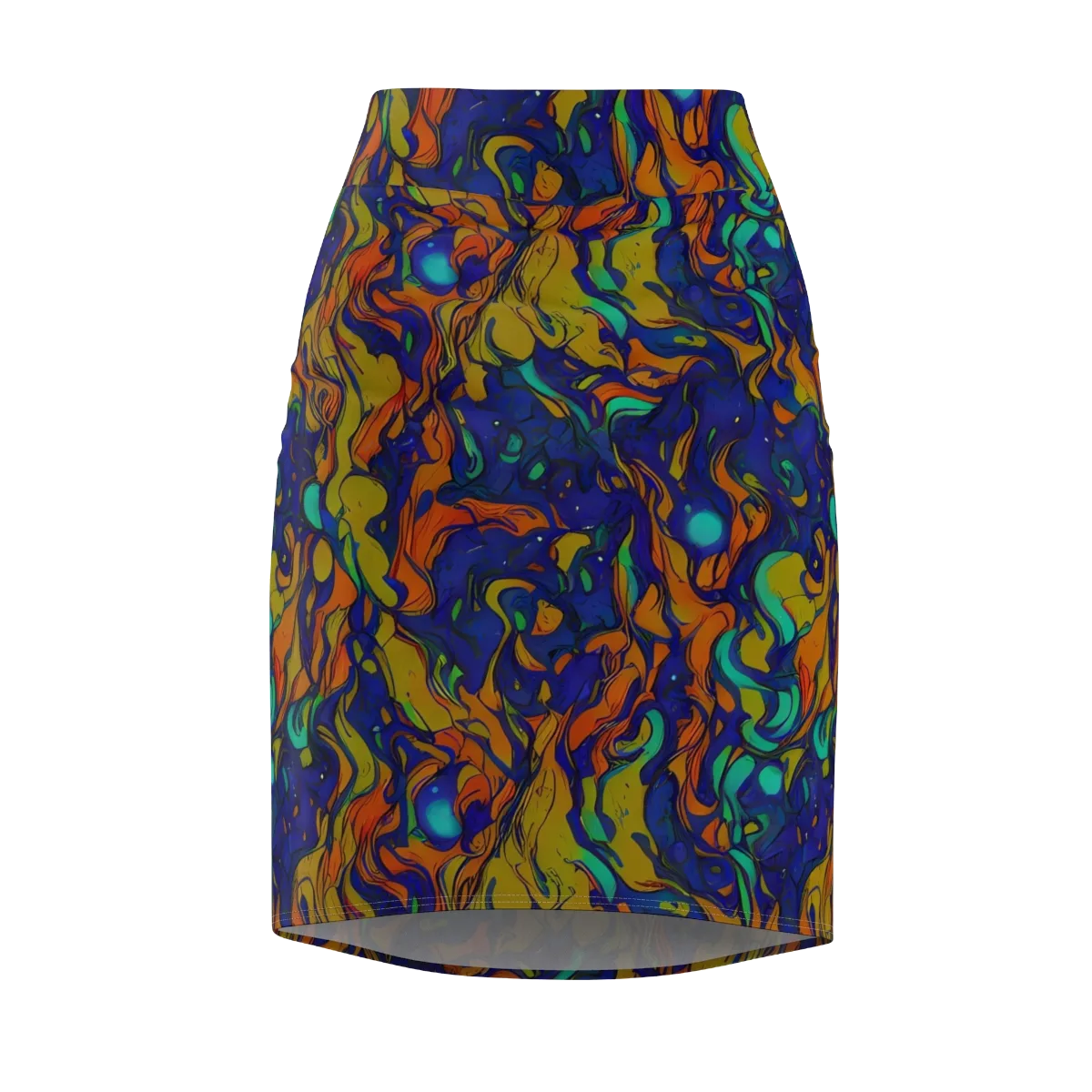 Tangerine Voltage on Pencil Skirt — Front