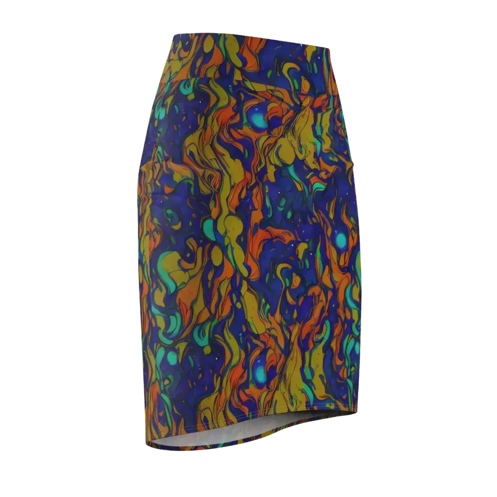 Tangerine Voltage on Pencil Skirt — Front Side
