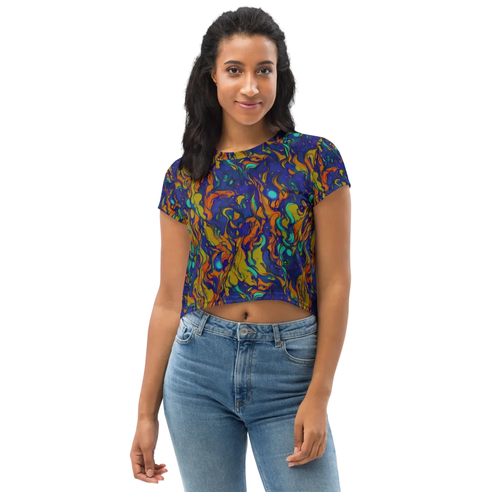 Tangerine Voltage on Crop Tee — Front