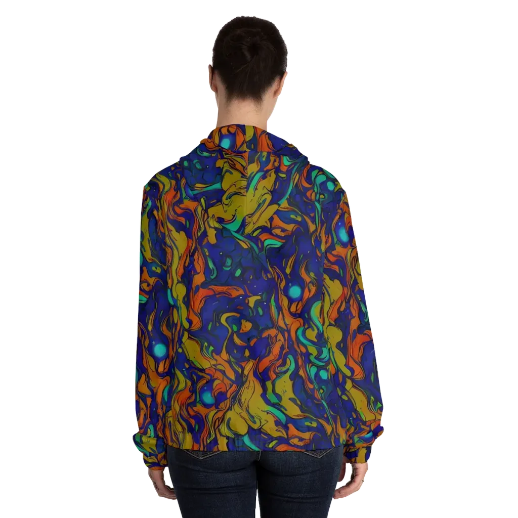 Tangerine Voltage on Women's Full-Zip Hoodie — Back On Person