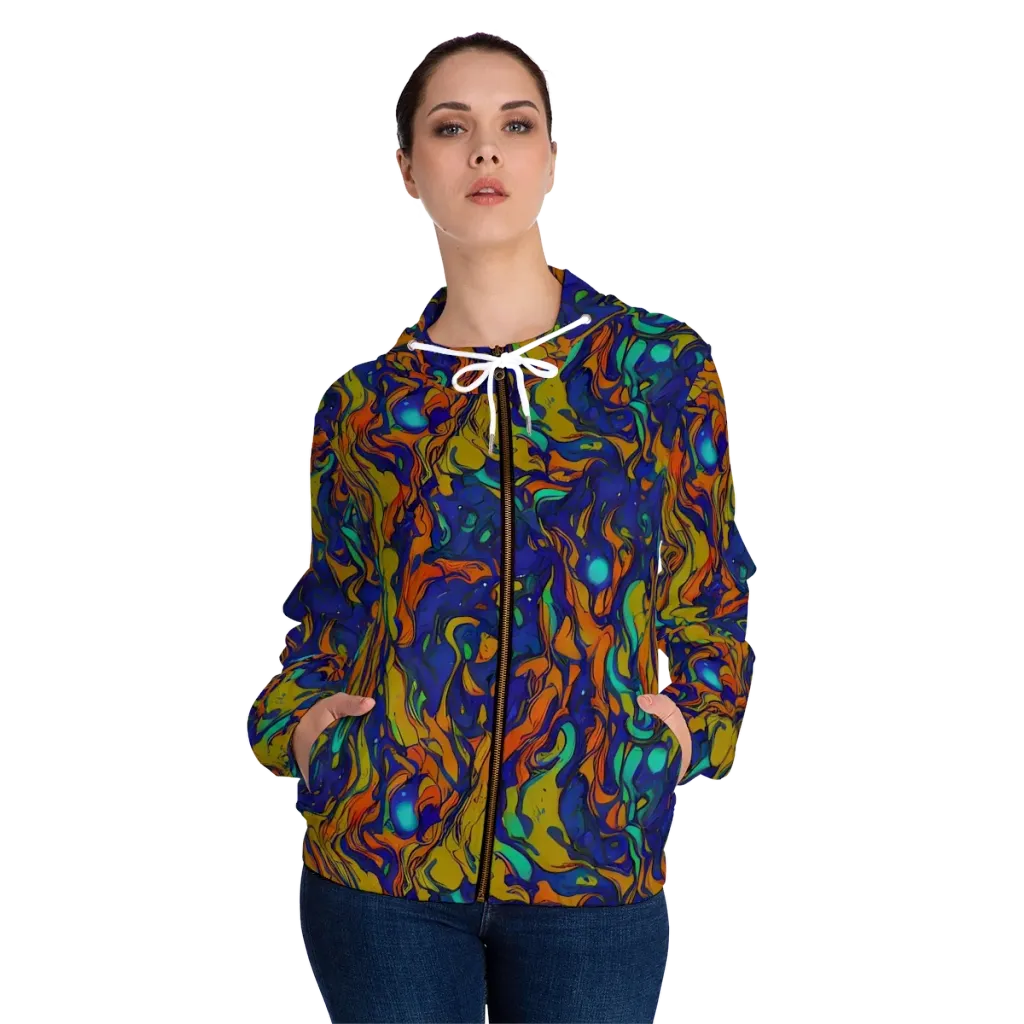 Tangerine Voltage on Women's Full-Zip Hoodie — Front On Person