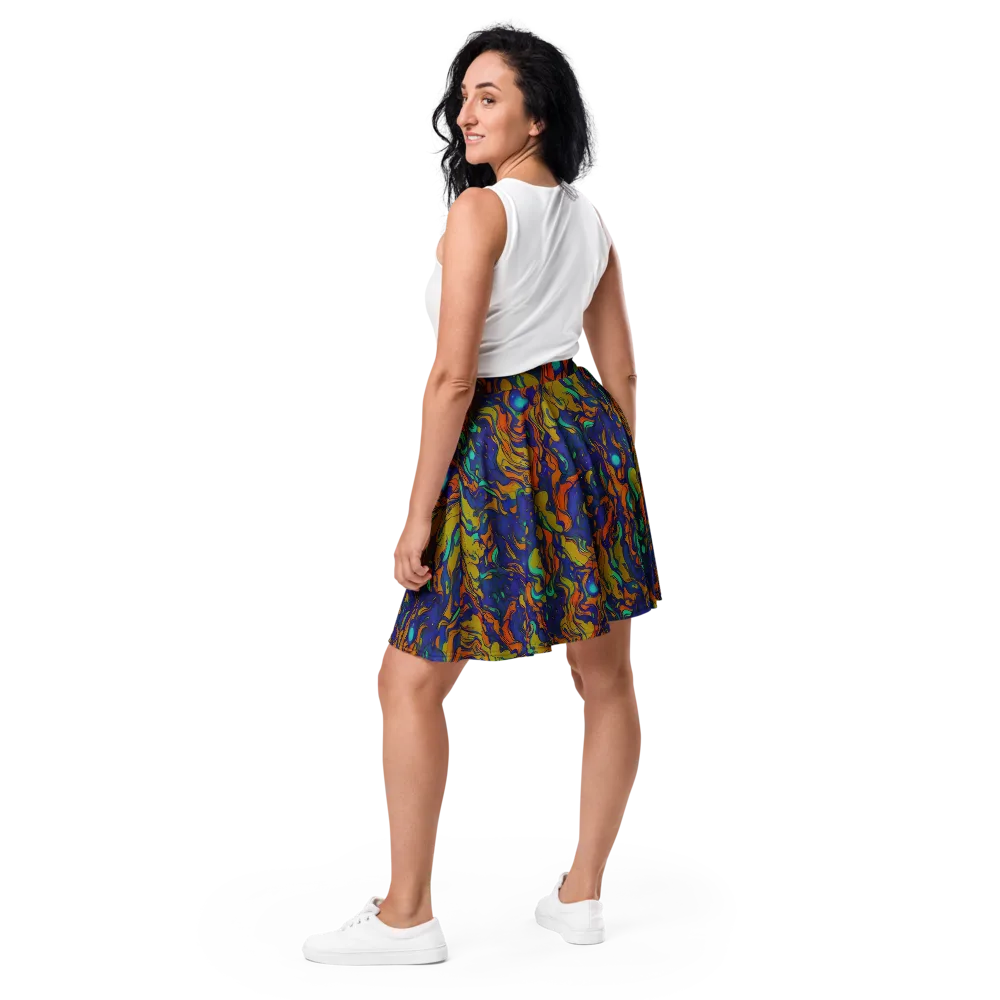 Tangerine Voltage on Skater Skirt — Back