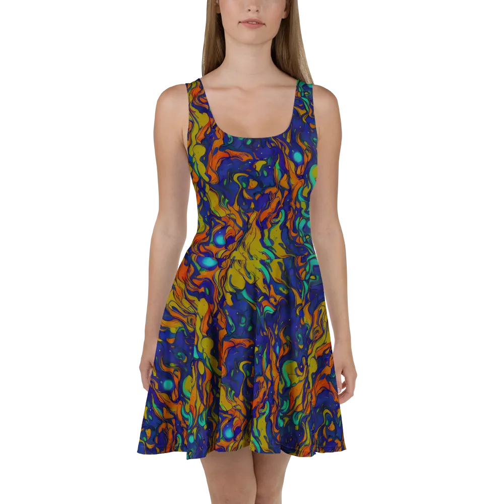 Tangerine Voltage on Skater Dress — Front