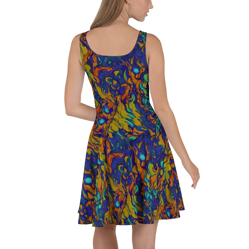 Tangerine Voltage on Skater Dress — Back