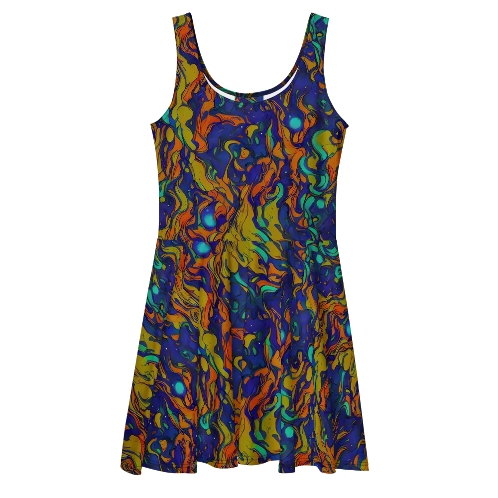 Tangerine Voltage on Skater Dress — Front