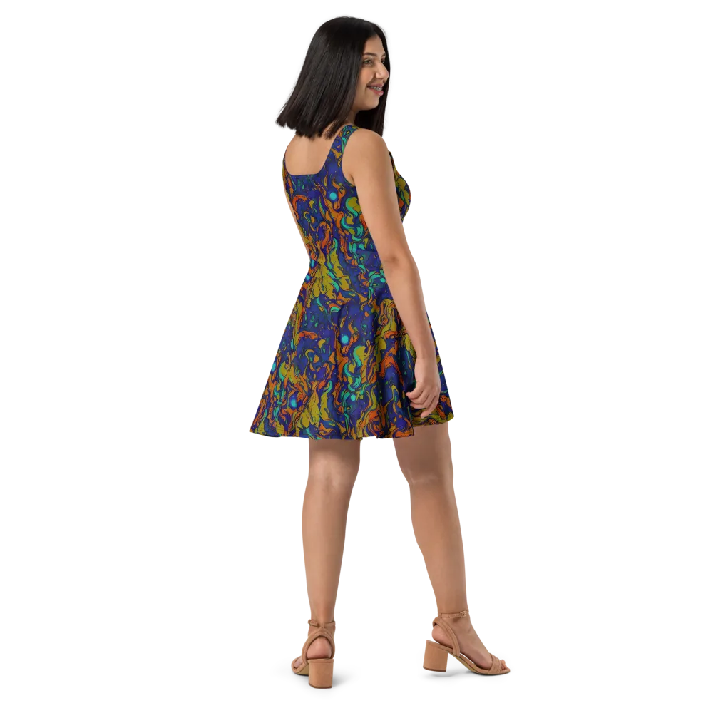 Tangerine Voltage on Skater Dress — Right