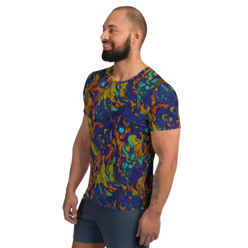 Tangerine Voltage on a Men's Athletic T-Shirt