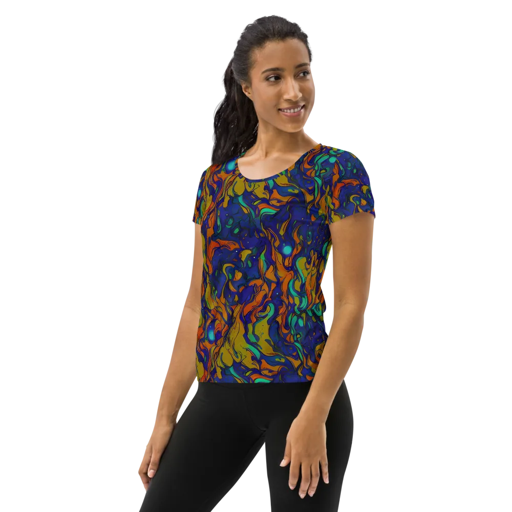 Tangerine Voltage on Women's Athletic T-Shirt — Left