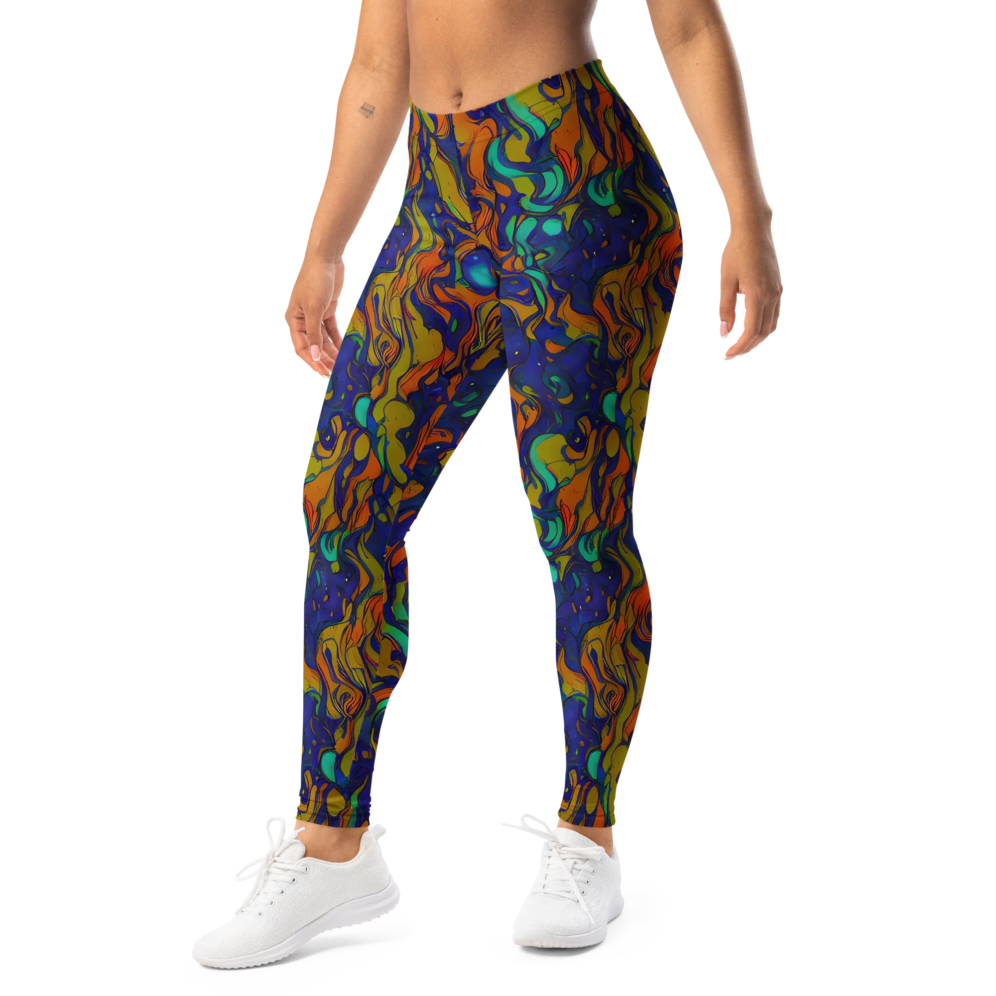 Tangerine Voltage on Leggings — Left Front