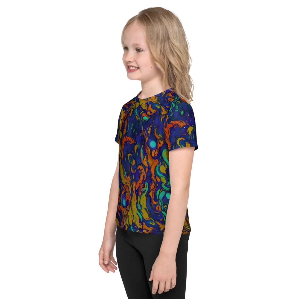 Tangerine Voltage on Kids Crew Neck T-Shirt — Left