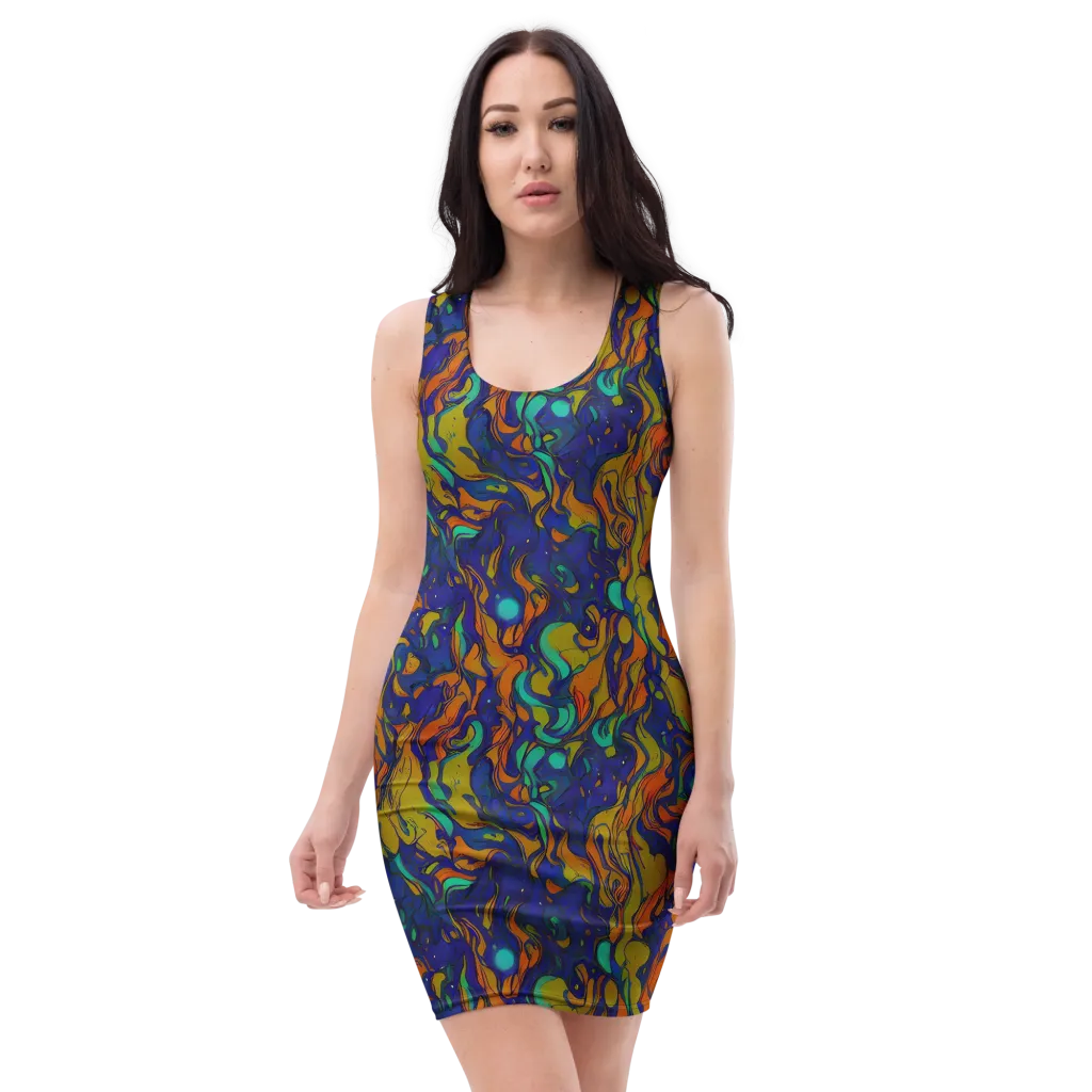 Tangerine Voltage on Bodycon Dress — Front