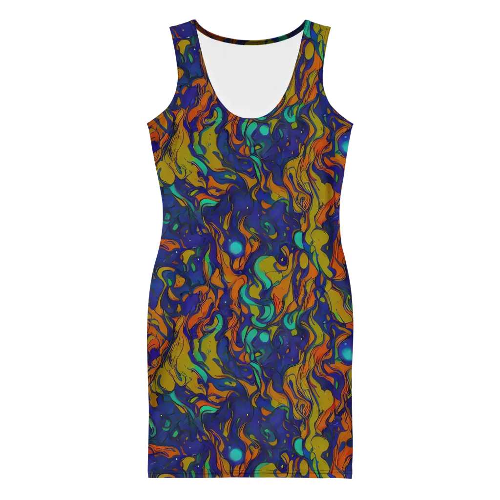 Tangerine Voltage on Bodycon Dress — Front