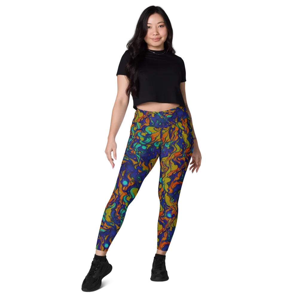 Tangerine Voltage on Leggings with Pockets — Front