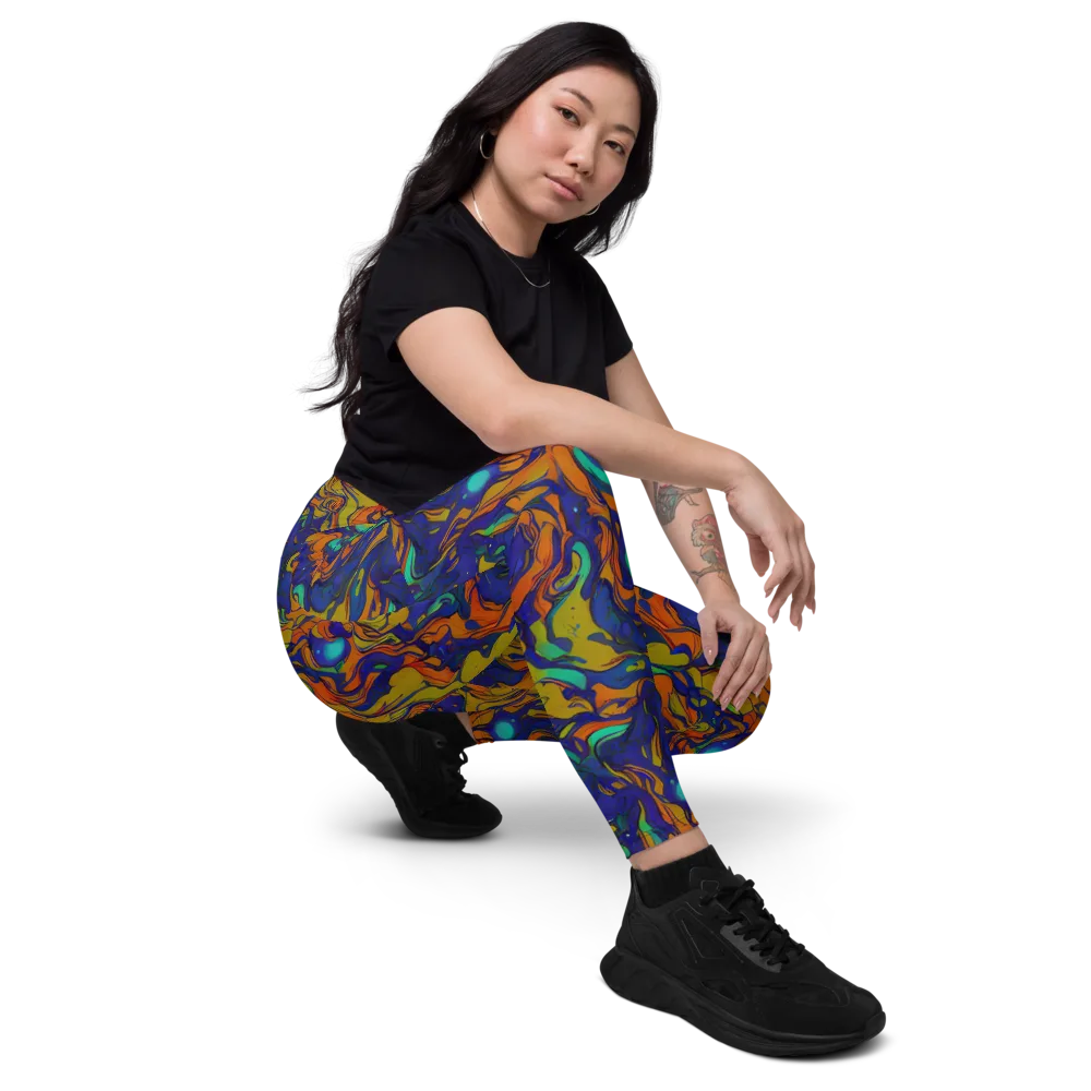 Tangerine Voltage on Leggings with Pockets — Right Front