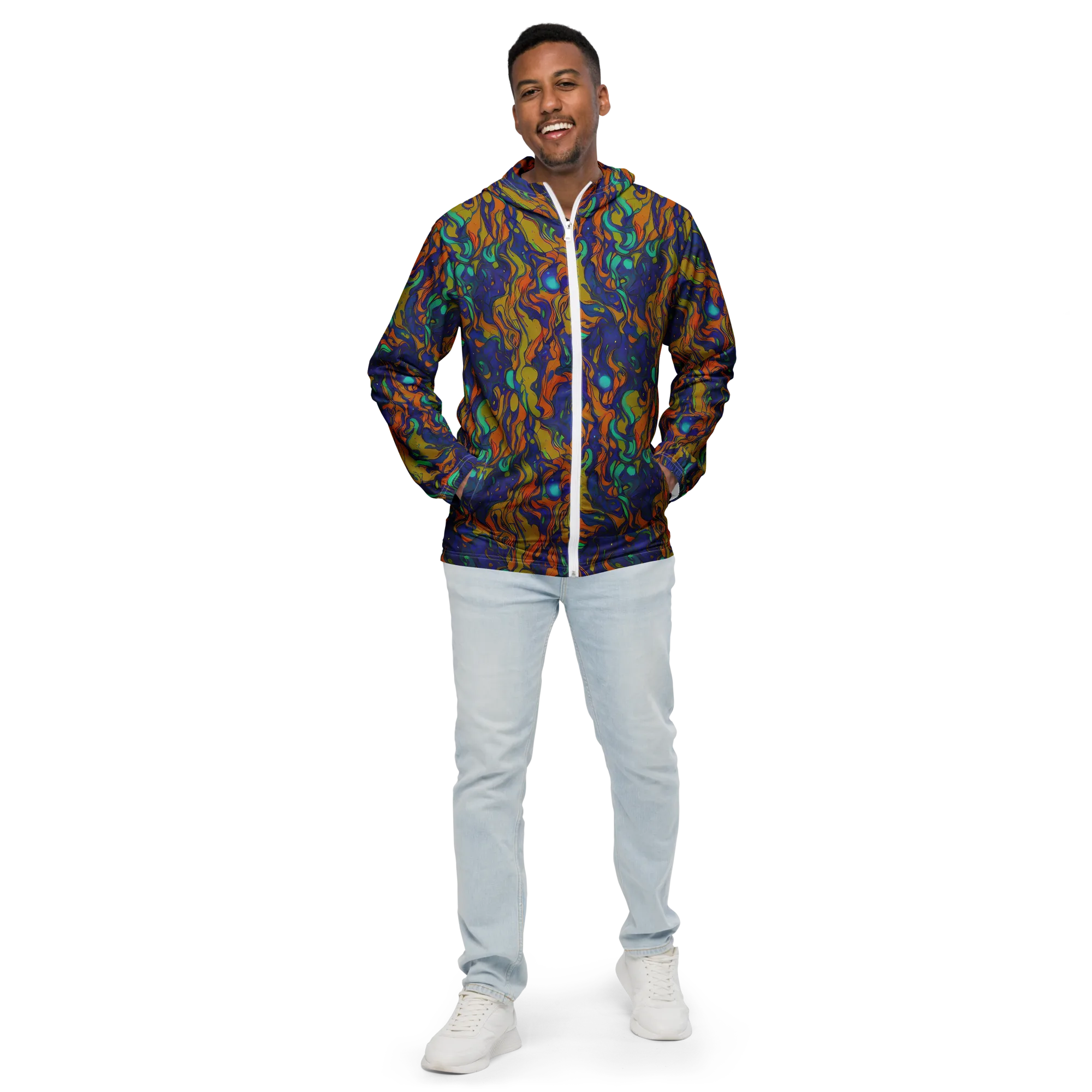 Tangerine Voltage on Men's Windbreaker — Front