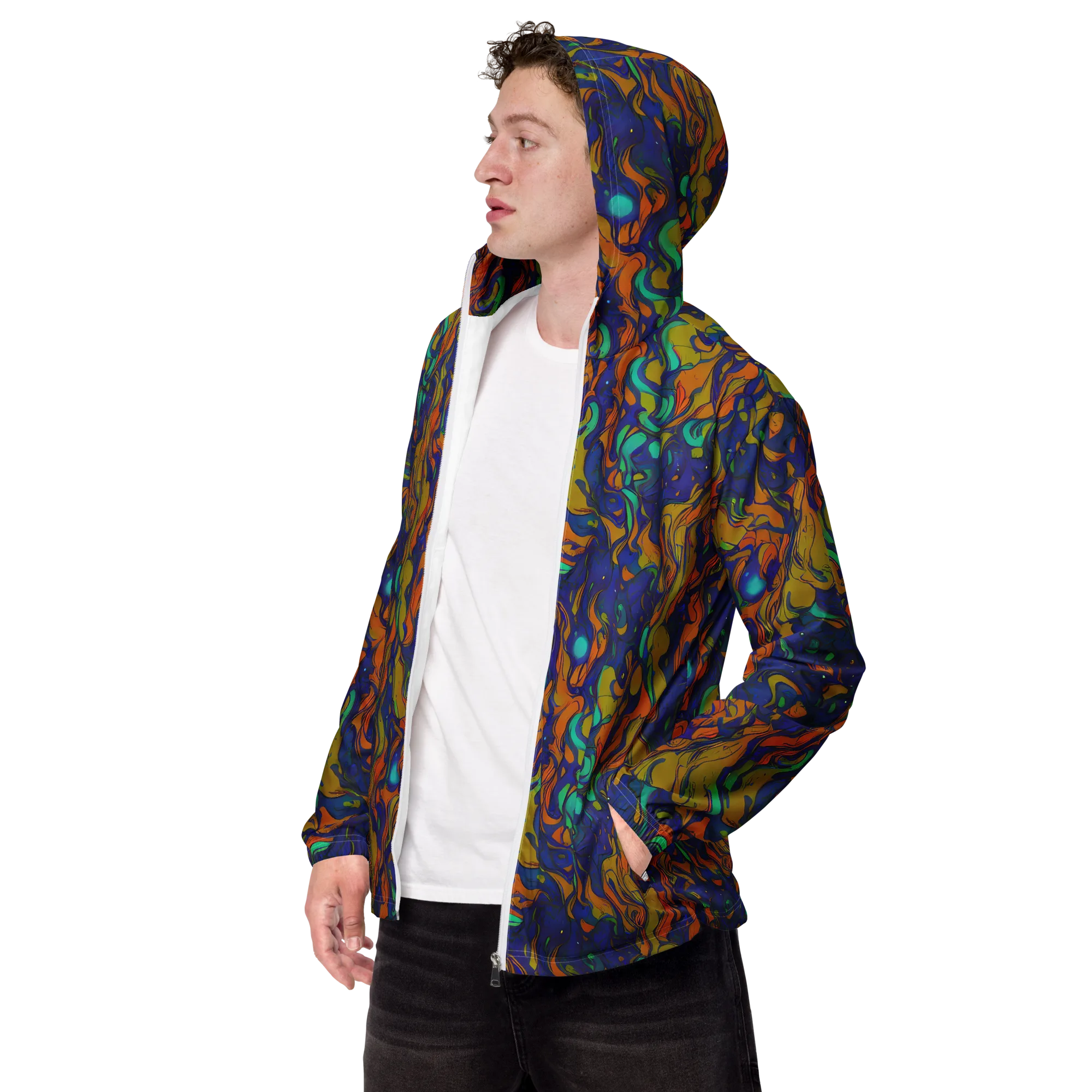 Tangerine Voltage on Men's Windbreaker — Left Front