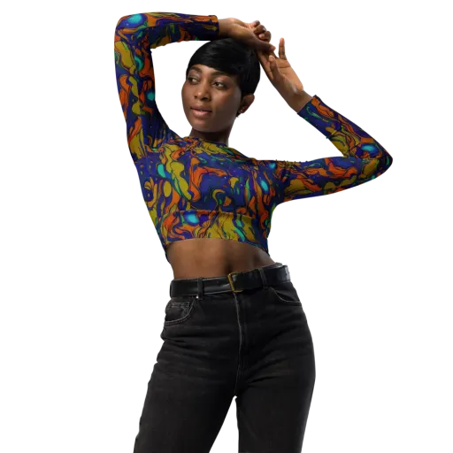 Tangerine Voltage on a Long Sleeve Crop Top
