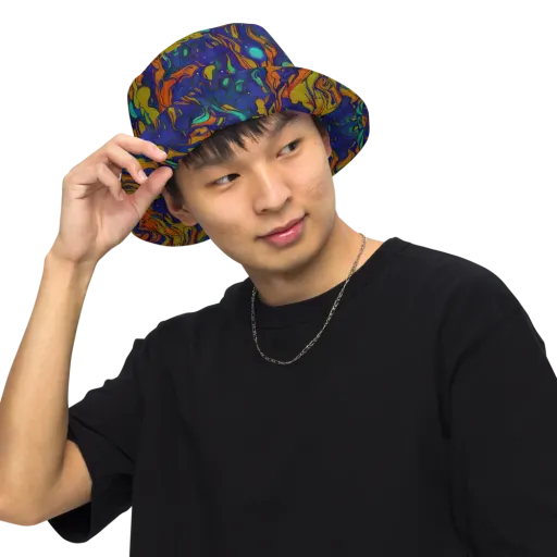 Tangerine Voltage on a Reversible Bucket Hat