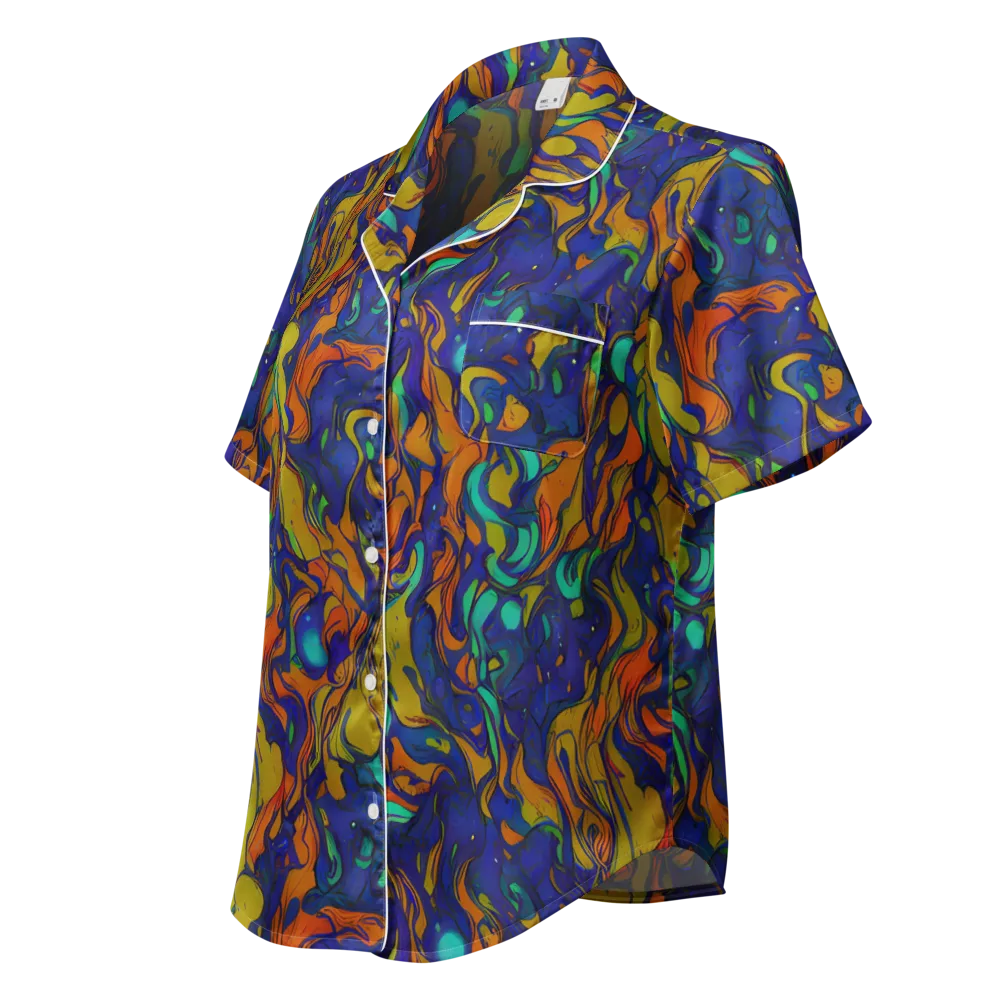 Tangerine Voltage on Women's Short Sleeve Pajama Top — Left Front