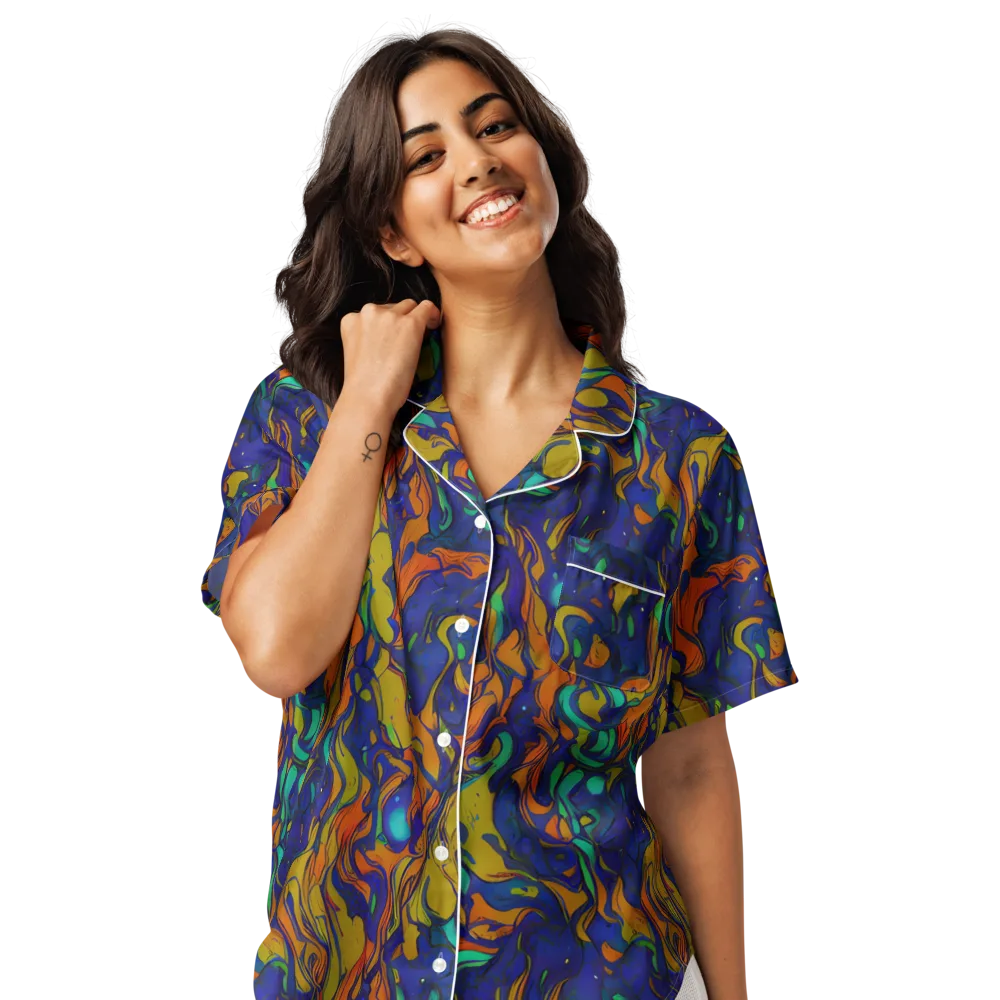 Tangerine Voltage on Women's Short Sleeve Pajama Top — Front