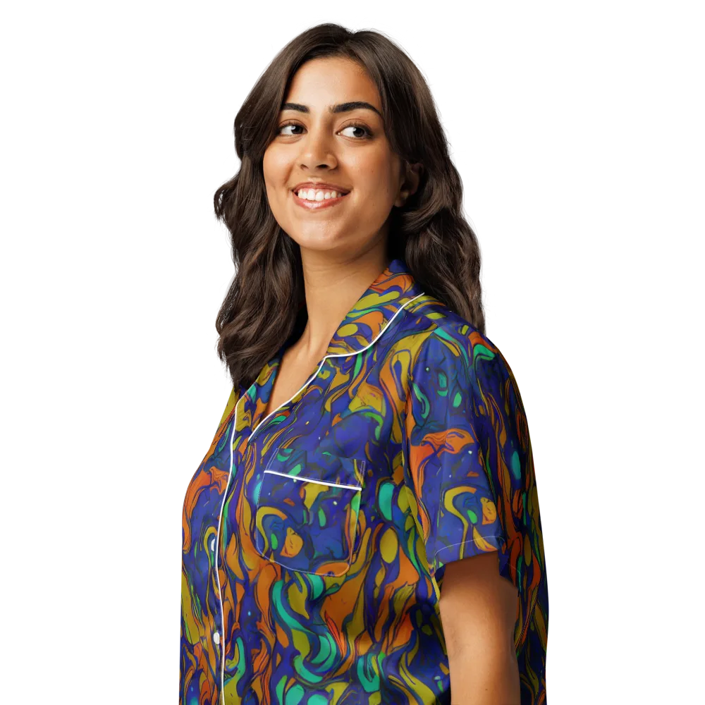 Tangerine Voltage on Women's Short Sleeve Pajama Top — Left Front