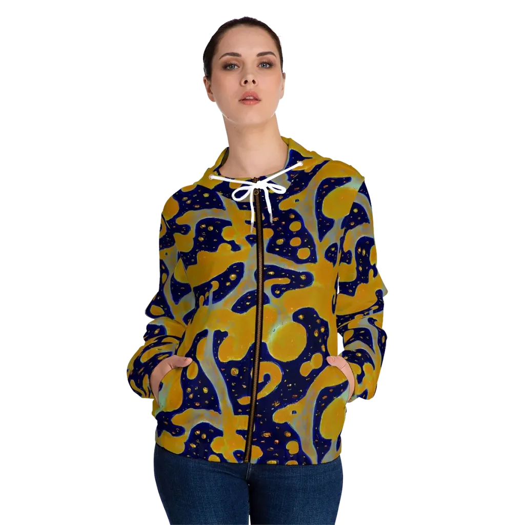 Molten Drift on Women's Full-Zip Hoodie — Front On Person