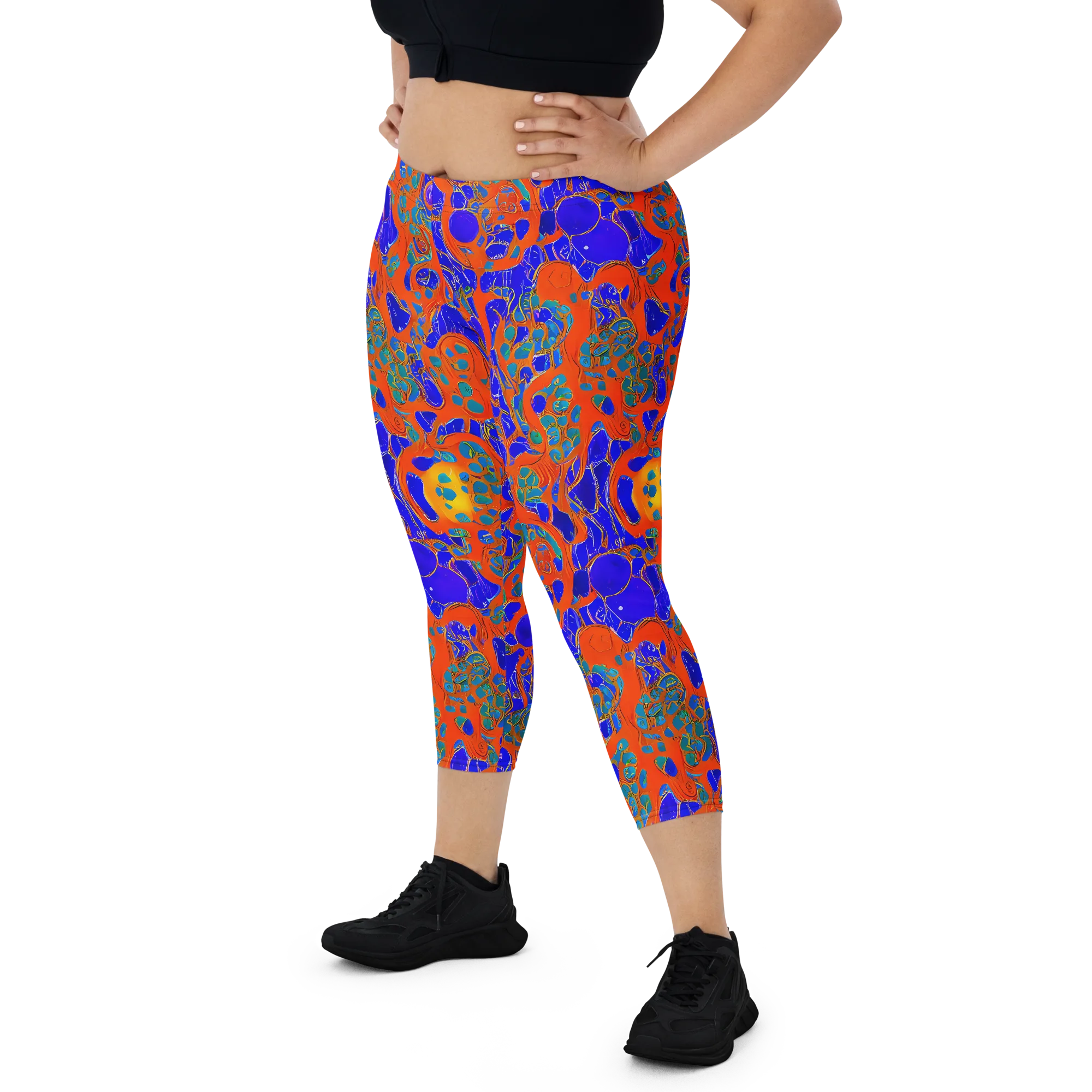 Burning Mosaic on Capri Leggings — Front