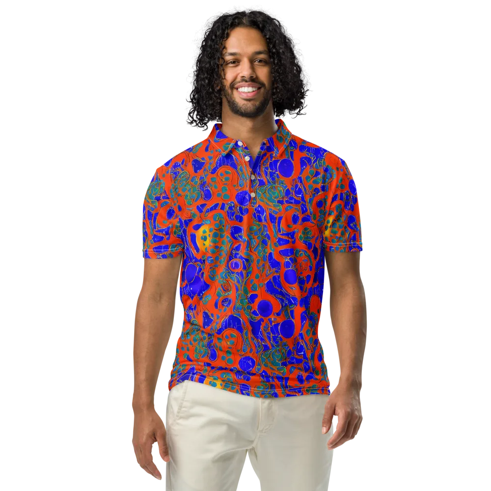 Burning Mosaic on Men's Slim Fit Polo Shirt — Front