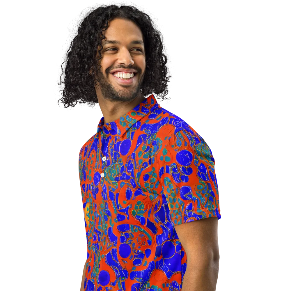 Burning Mosaic on Men's Slim Fit Polo Shirt — Left Front