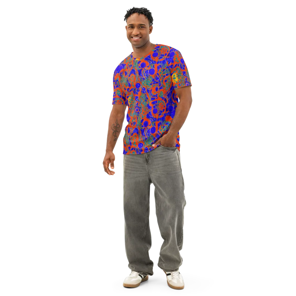 Burning Mosaic on Men's Cotton Crew Neck T-Shirt — Front