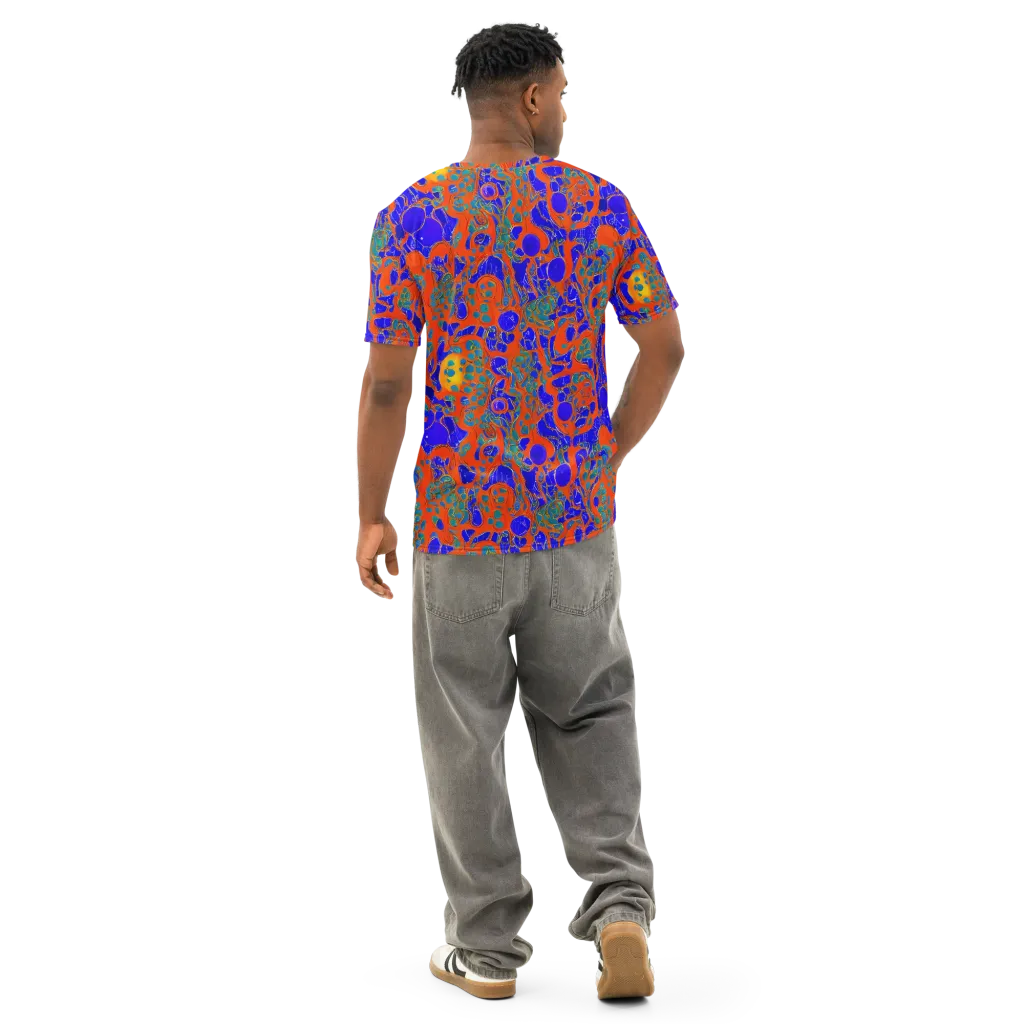 Burning Mosaic on Men's Cotton Crew Neck T-Shirt — Back